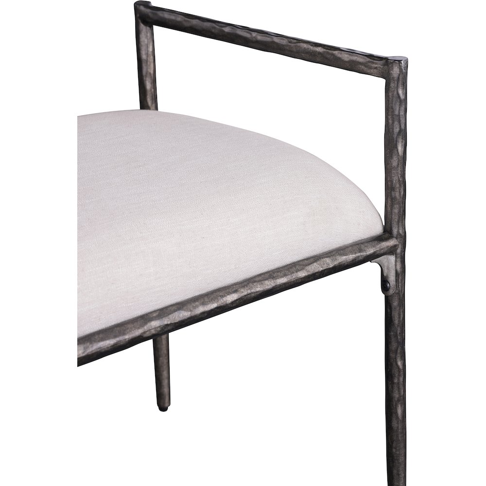 Axis Beige Linen Textured Fabric Upholstered Bench. Picture 5