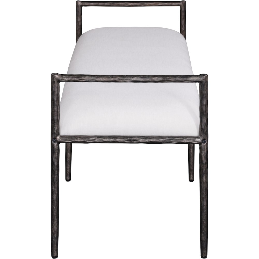 Axis Cream Linen Textured Fabric Upholstered Bench. Picture 4