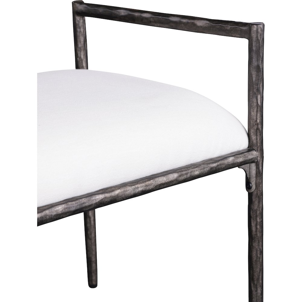 Axis Cream Linen Textured Fabric Upholstered Bench. Picture 5
