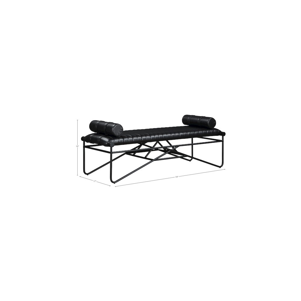 Gatsby Black Vegan Leather Bench. Picture 7