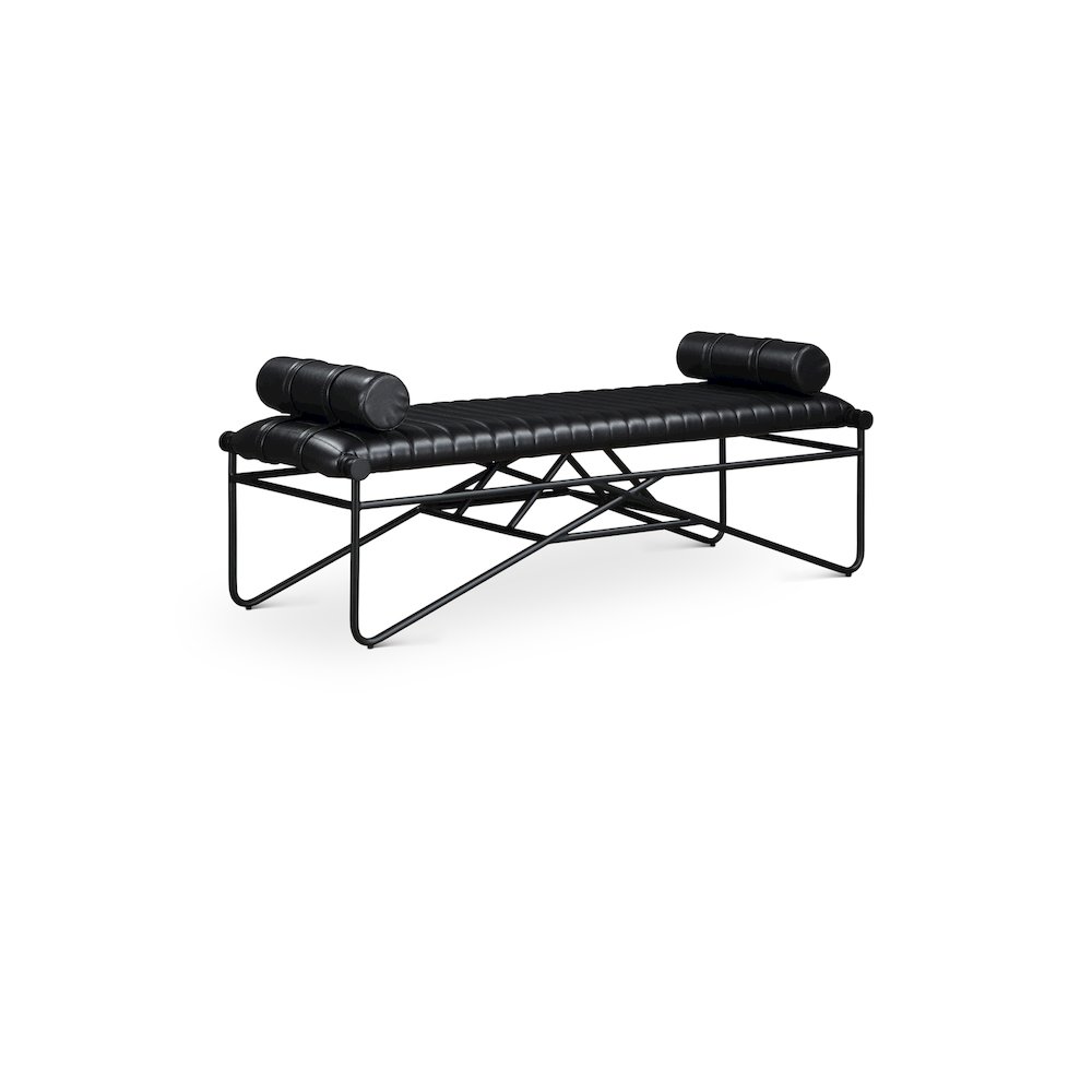 Gatsby Black Vegan Leather Bench. Picture 1