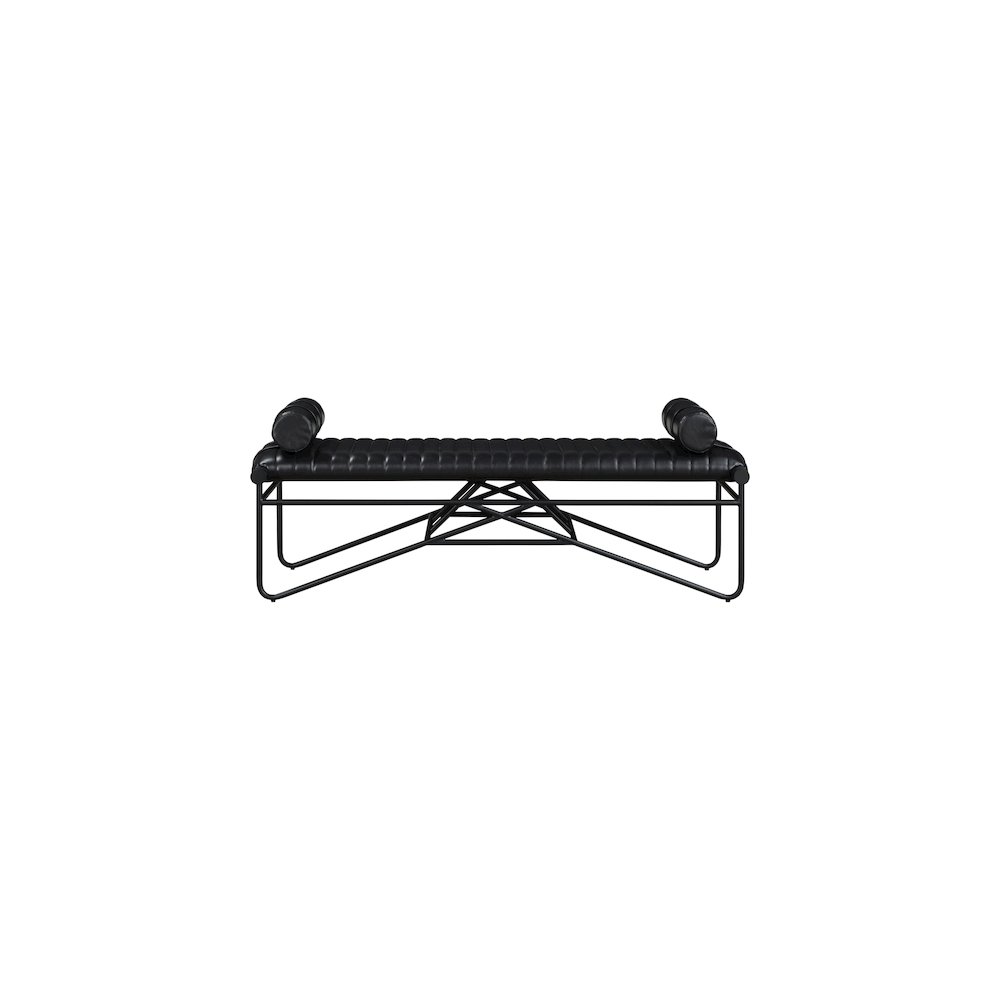 Gatsby Black Vegan Leather Bench. Picture 3