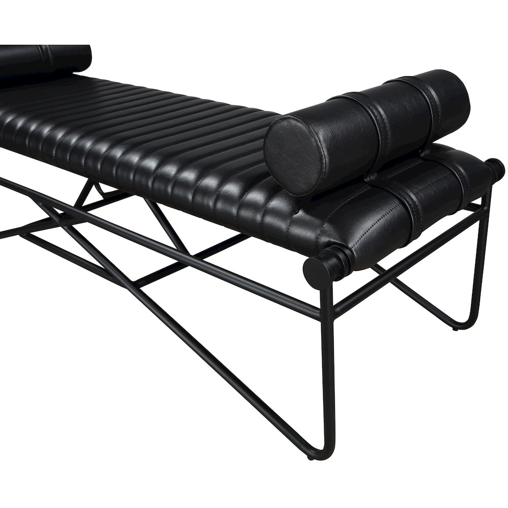 Gatsby Black Vegan Leather Bench. Picture 5