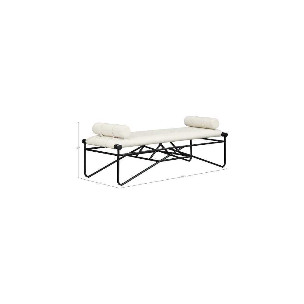 Gatsby Cream Vegan Leather Bench. Picture 7