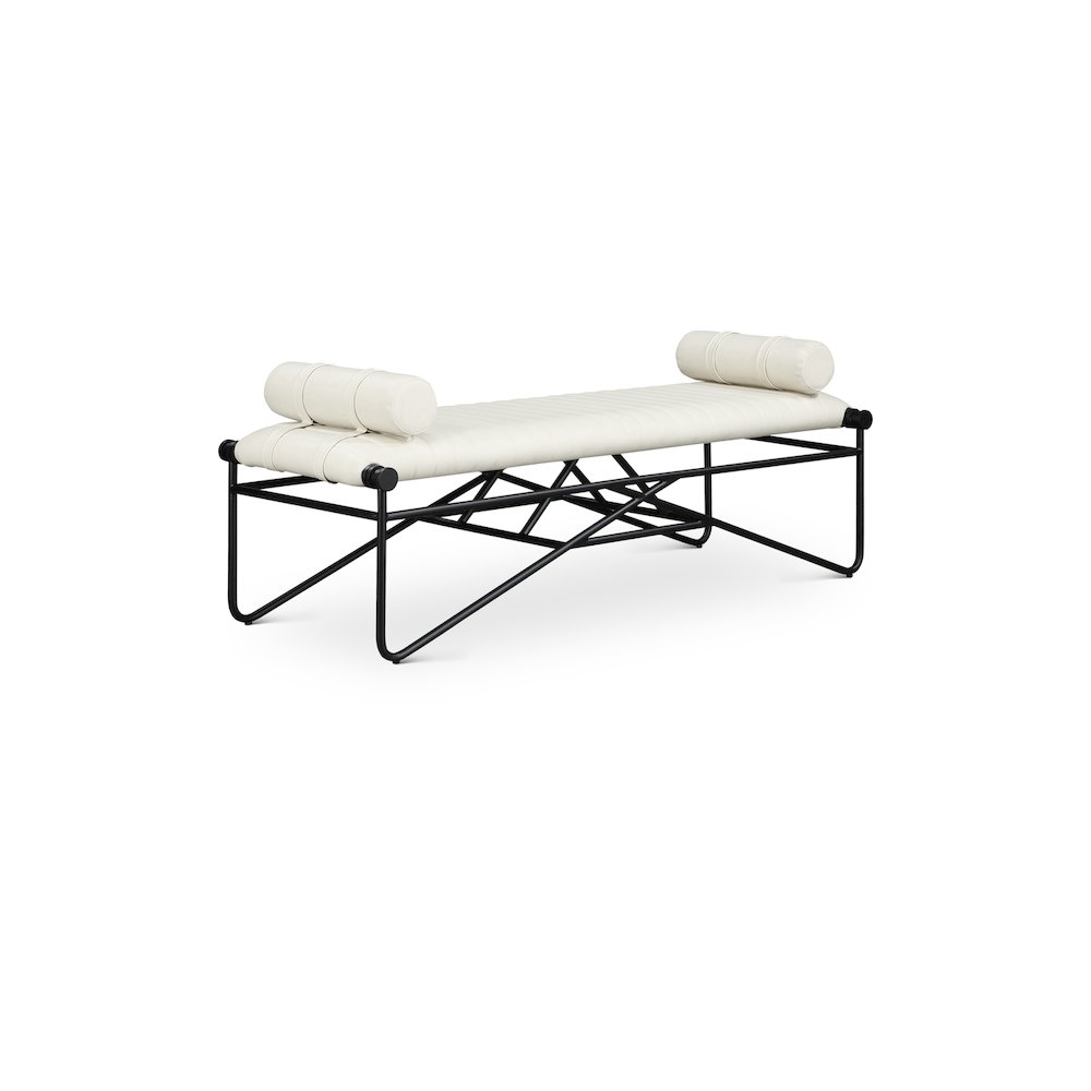 Gatsby Cream Vegan Leather Bench. Picture 1