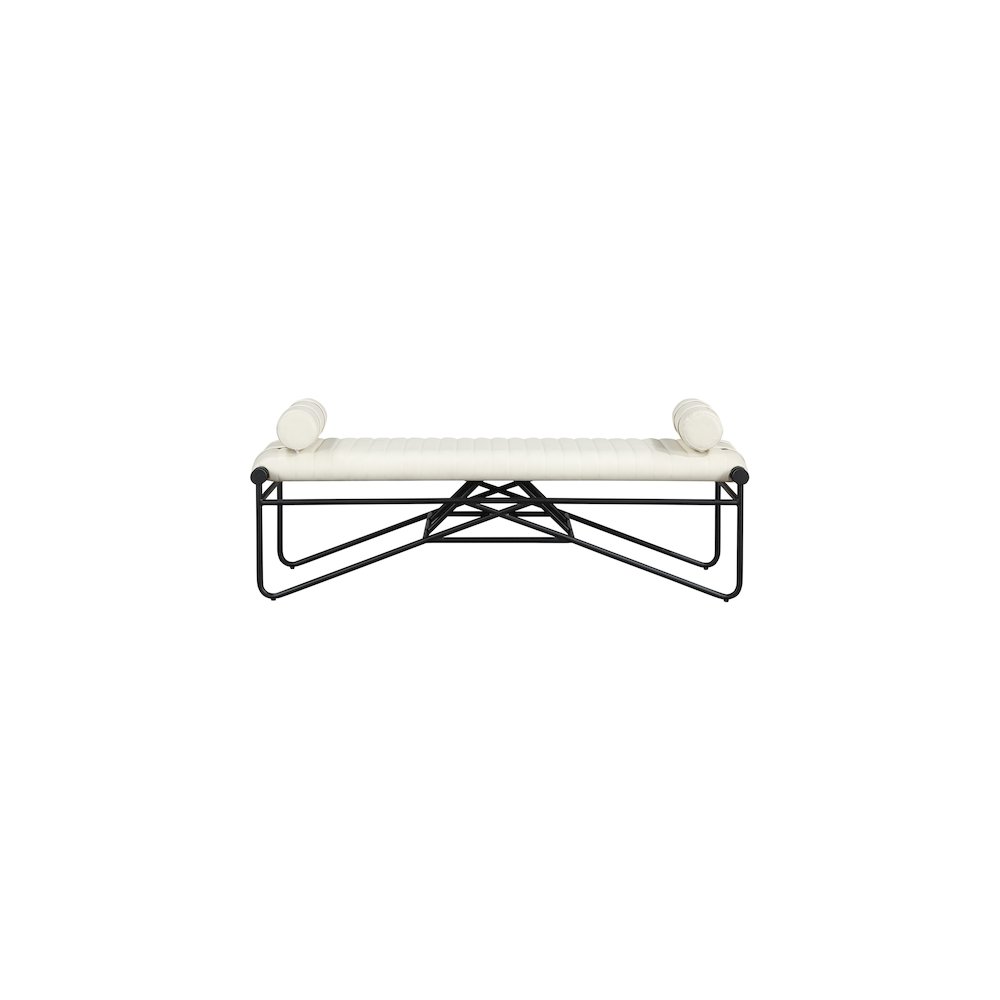 Gatsby Cream Vegan Leather Bench. Picture 3