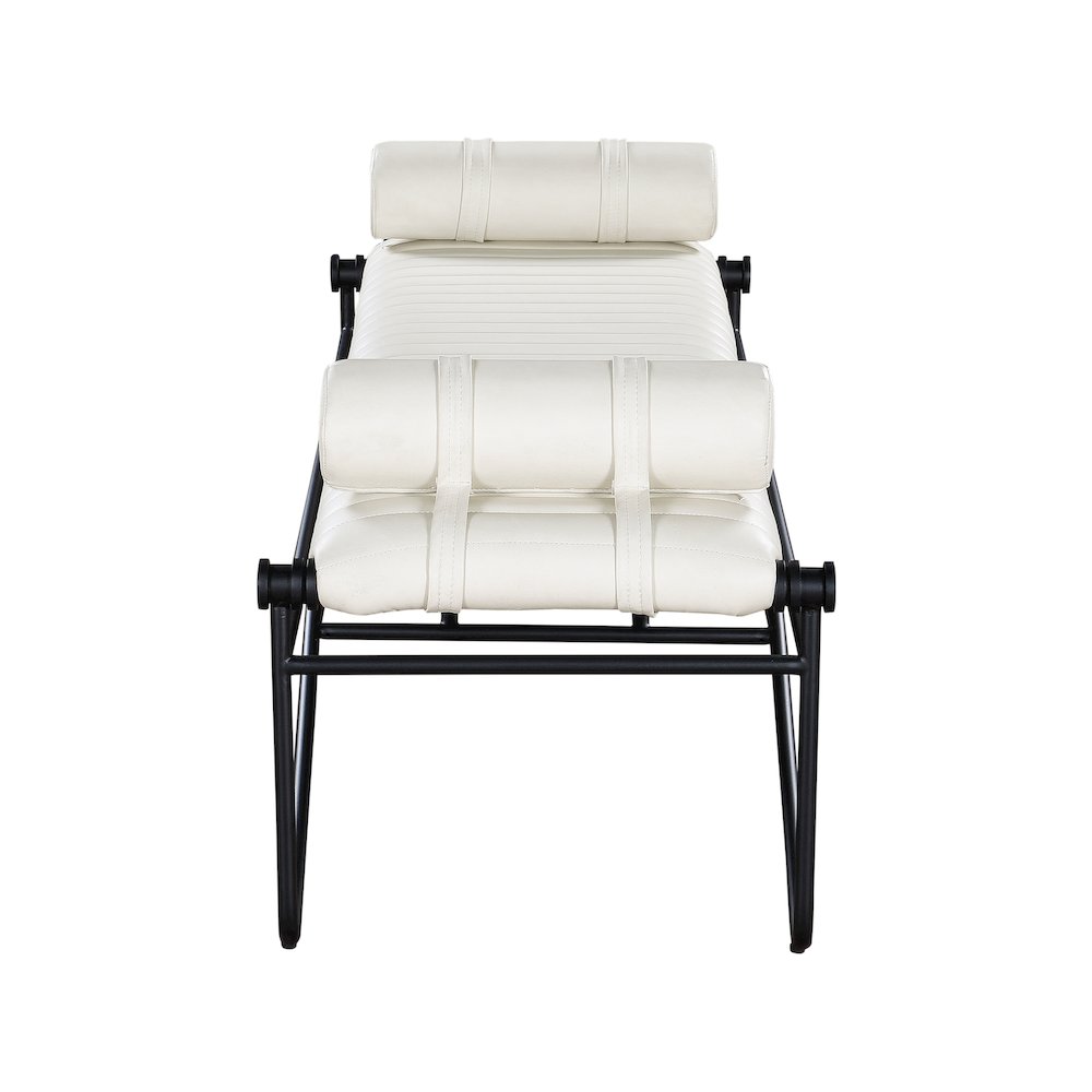 Gatsby Cream Vegan Leather Bench. Picture 4