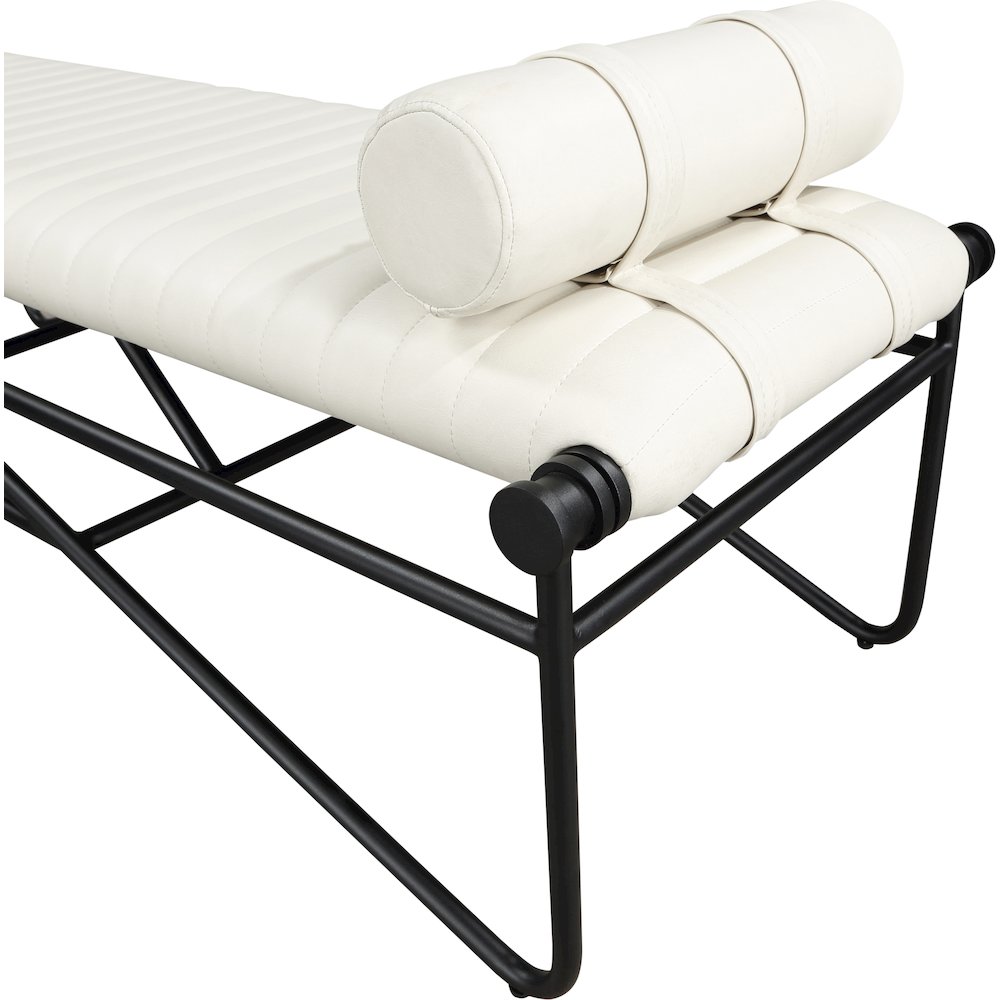Gatsby Cream Vegan Leather Bench. Picture 5