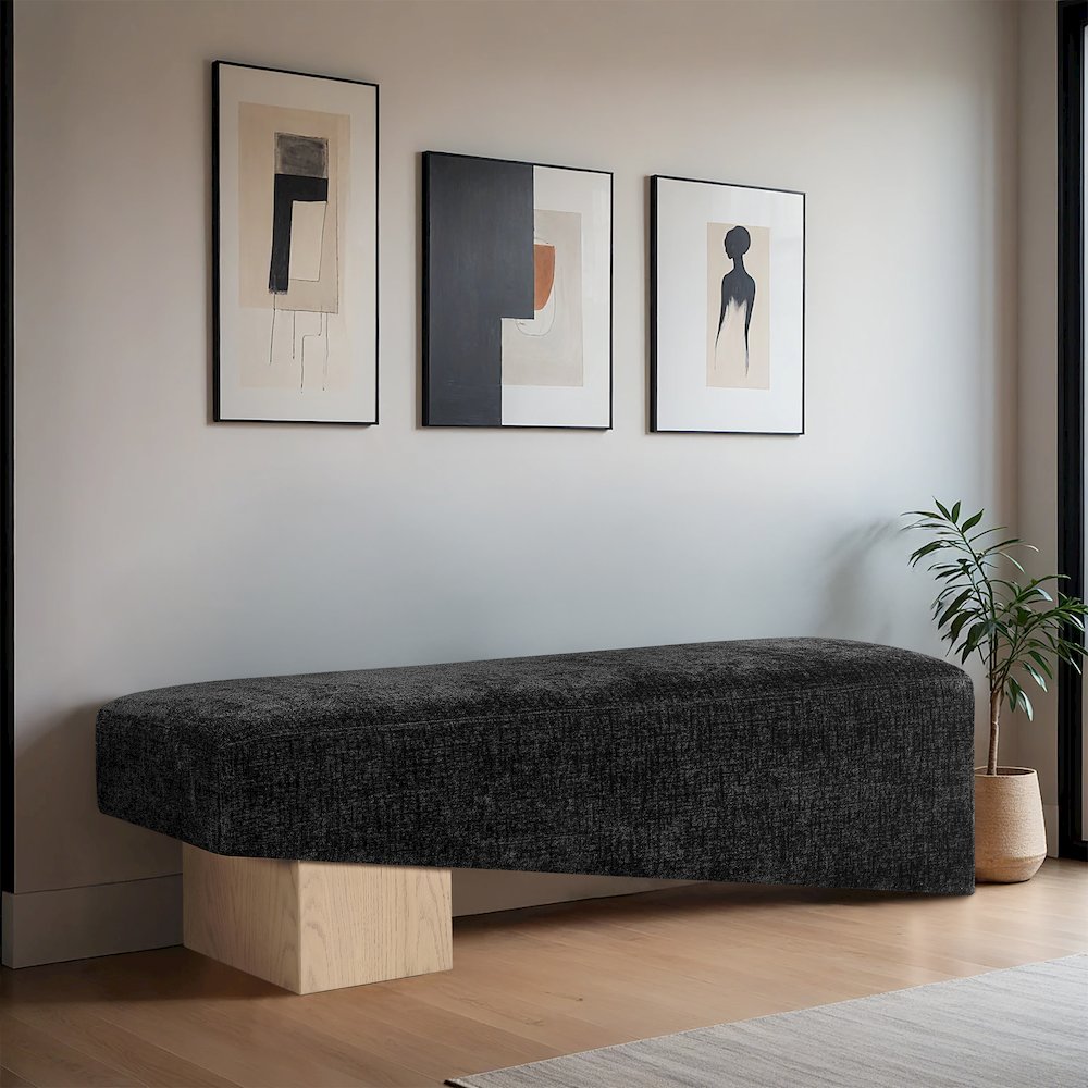 Alora Black Fabric Bench. Picture 2