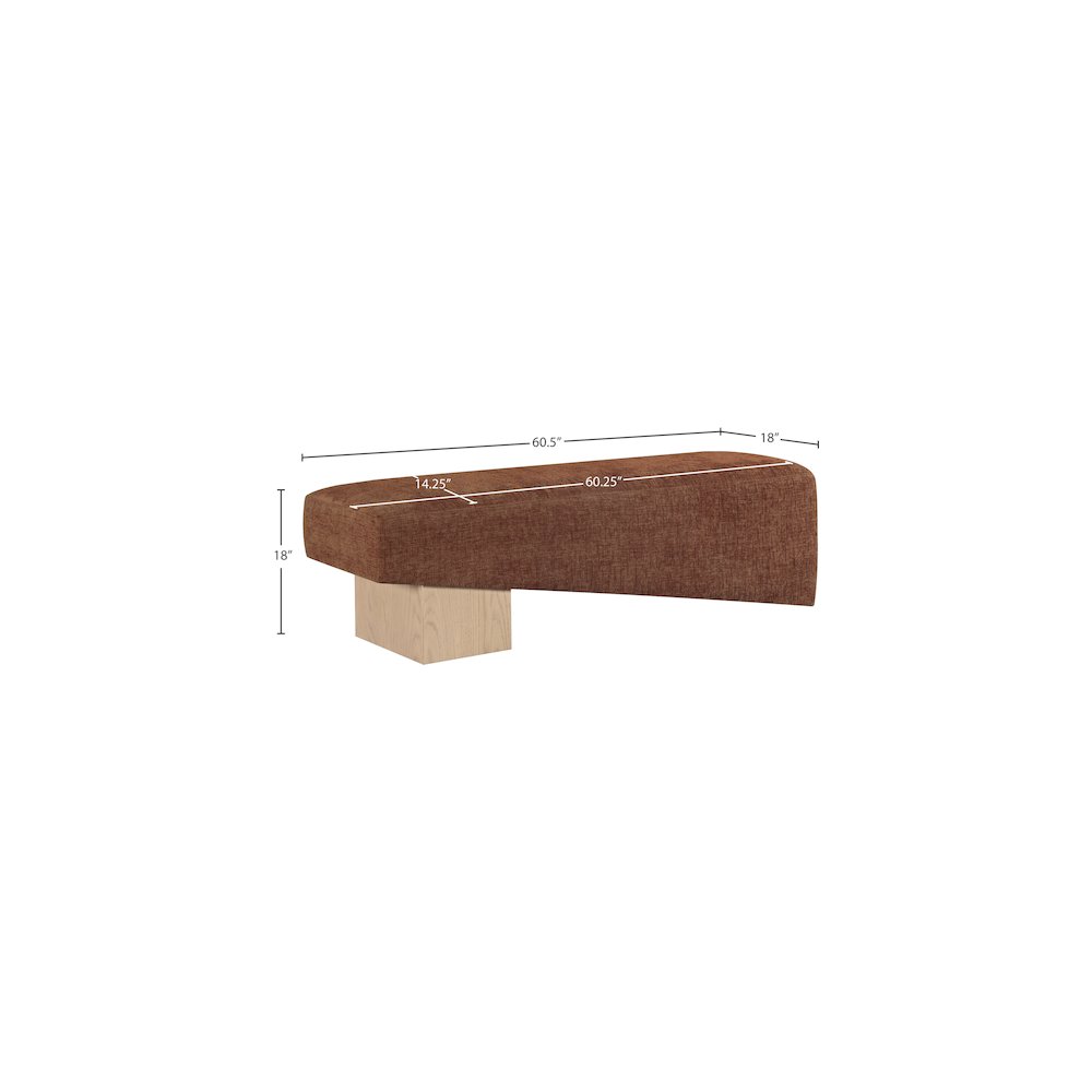 Alora Cognac Fabric Bench. Picture 8