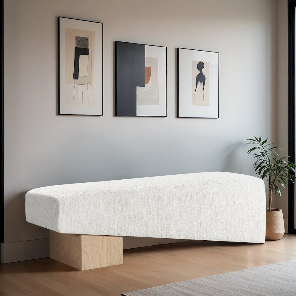 Alora Cream Fabric Bench. Picture 2