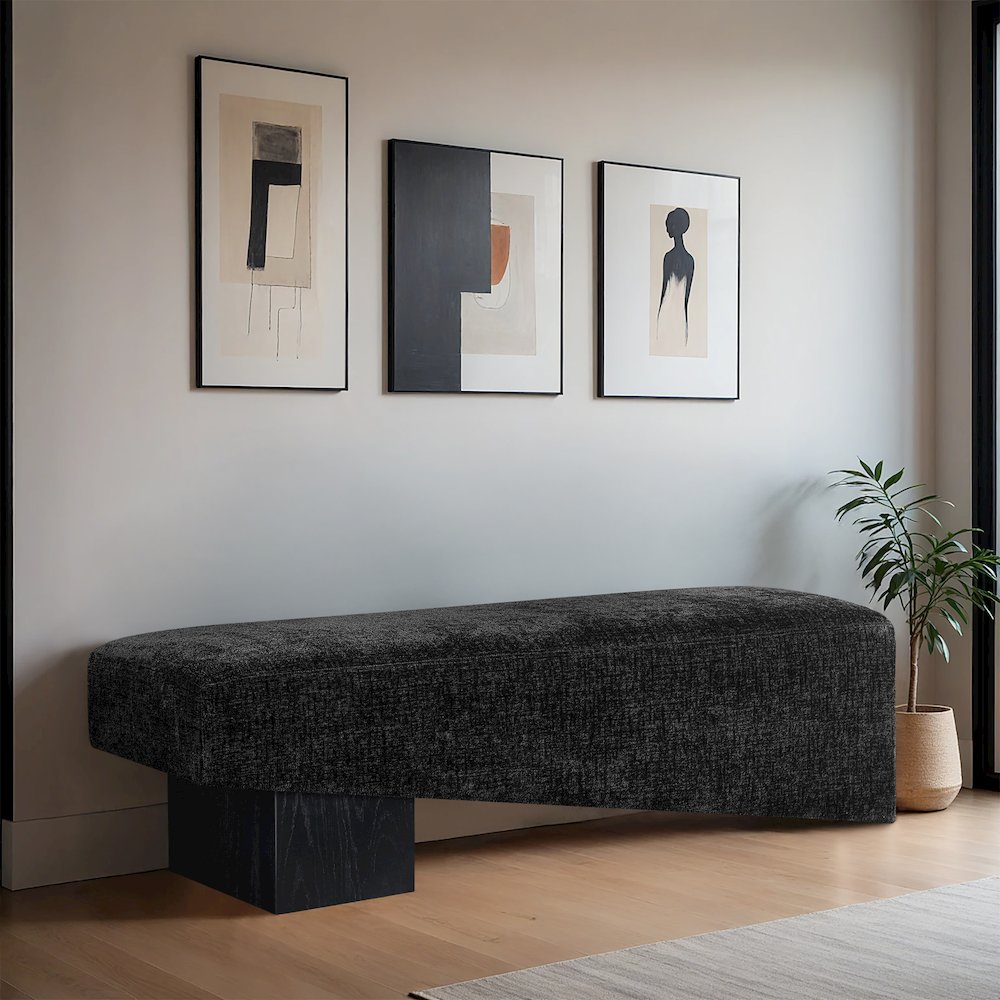 Alora Black Fabric Bench. Picture 2