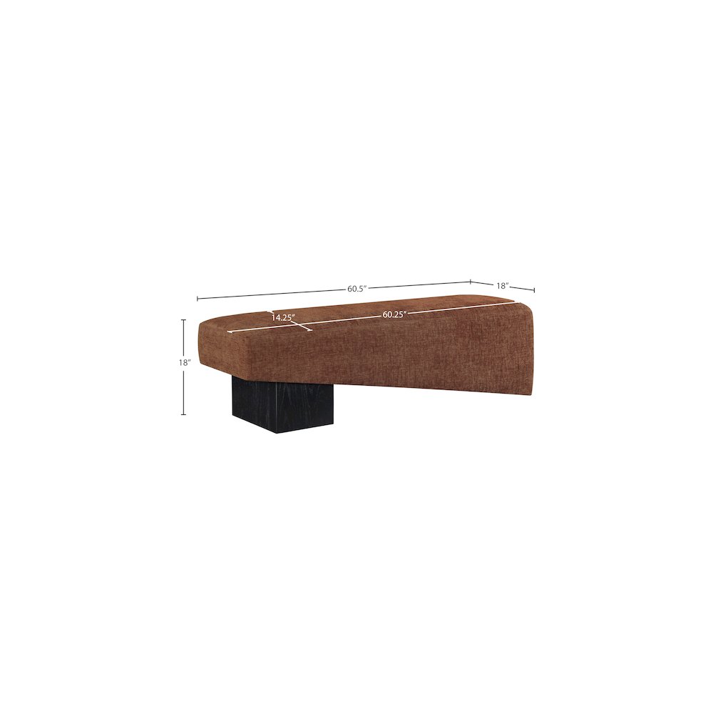 Alora Cognac Fabric Bench. Picture 8