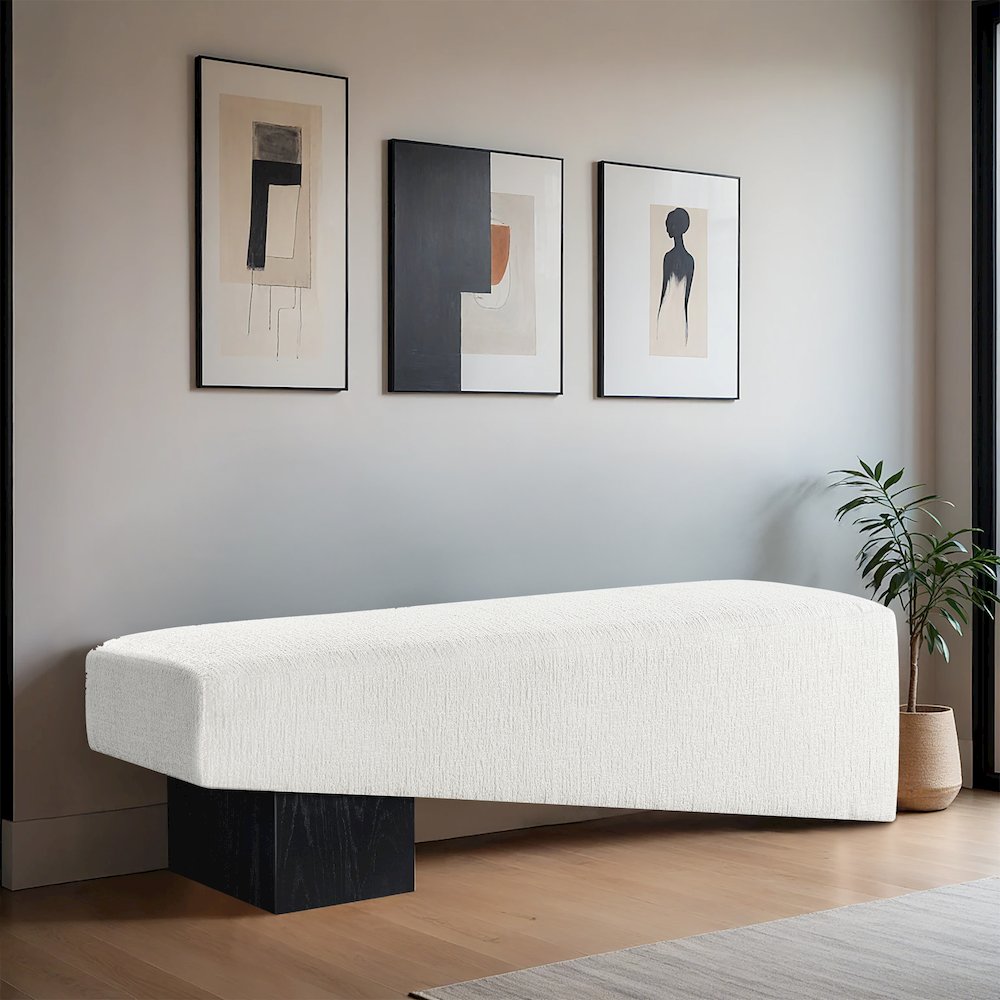 Alora Cream Fabric Bench. Picture 2