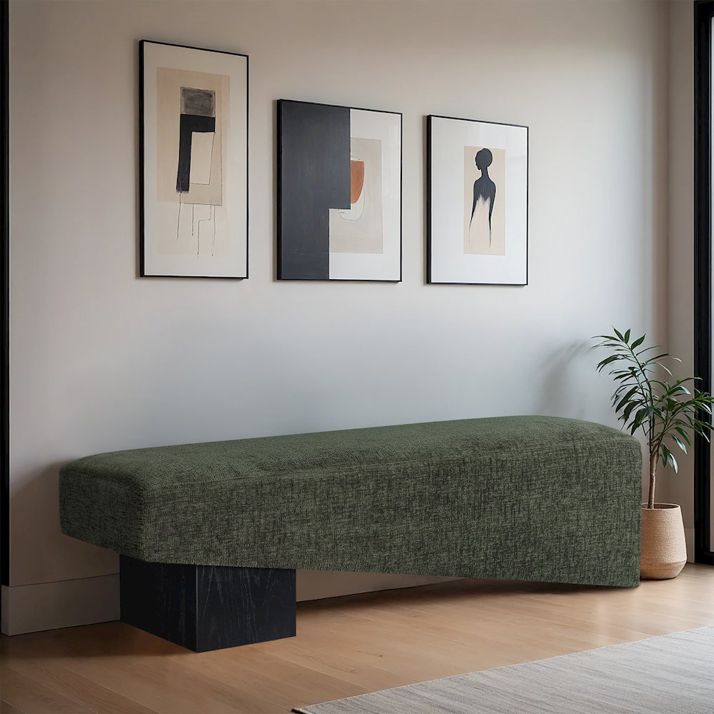 Alora Green Fabric Bench. Picture 2
