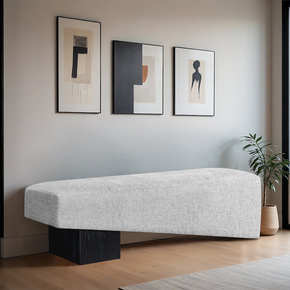Alora Grey Fabric Bench. Picture 2