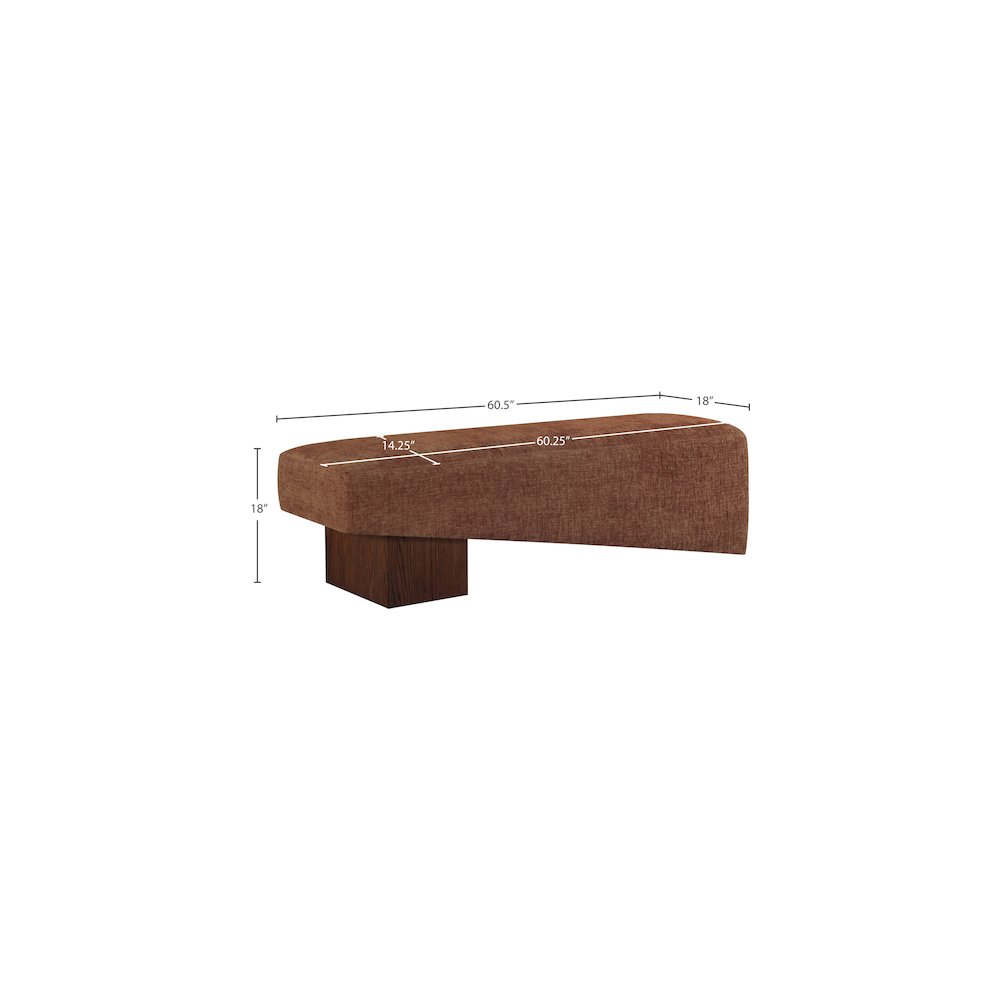 Alora Cognac Fabric Bench. Picture 8