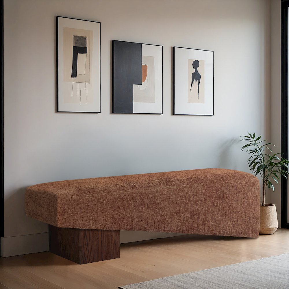 Alora Cognac Fabric Bench. Picture 2