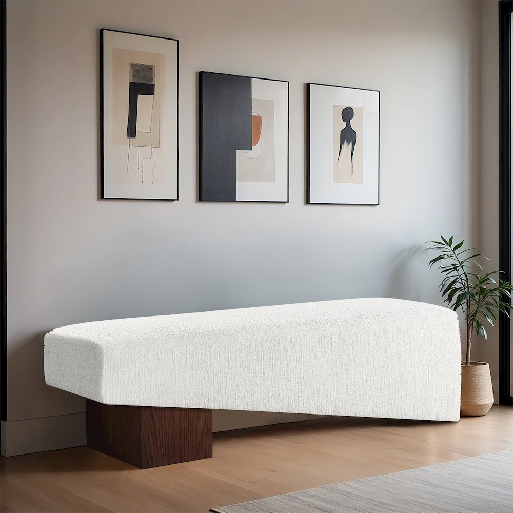 Alora Cream Fabric Bench. Picture 2