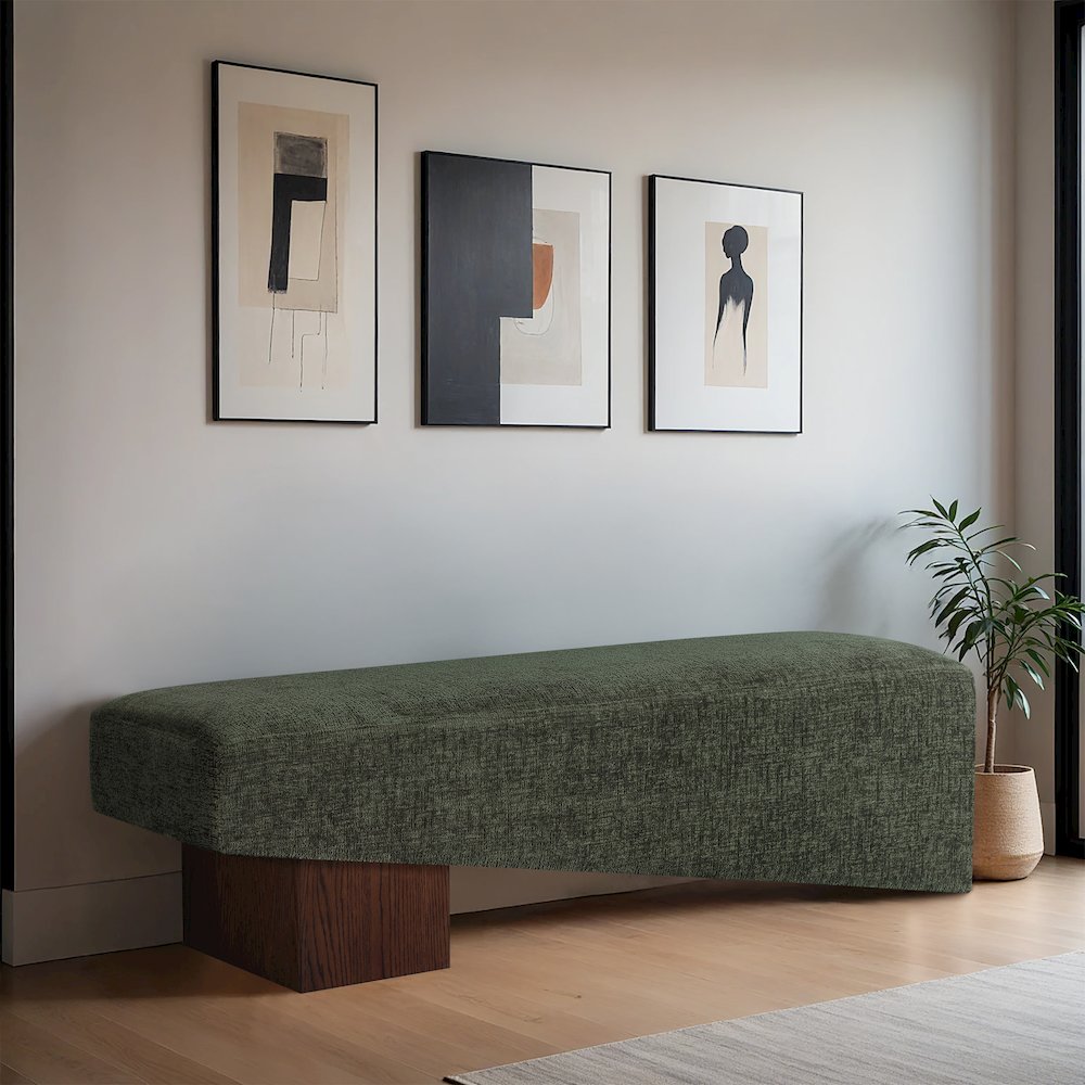Alora Green Fabric Bench. Picture 2