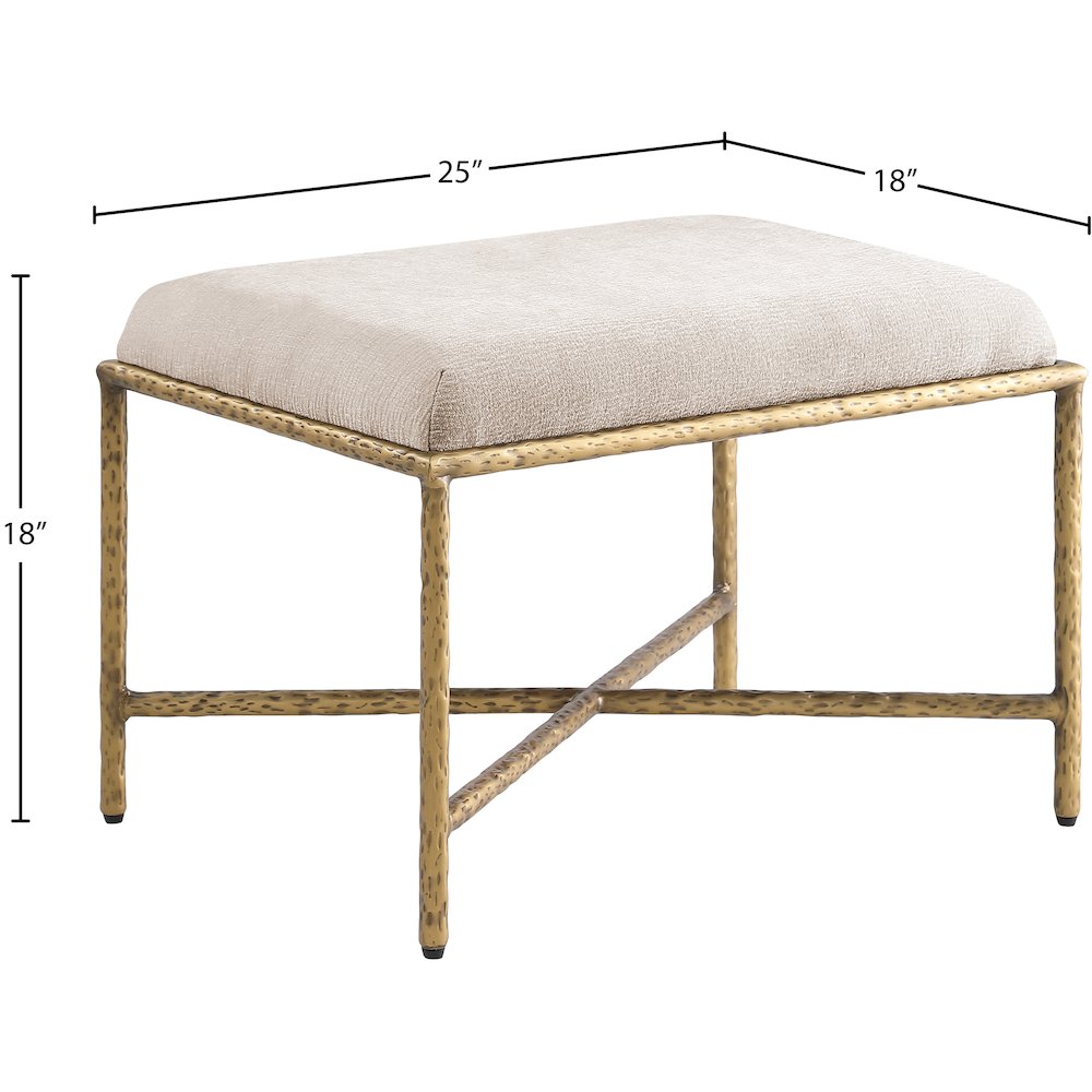 Valley Beige Chenille Fabric Bench. Picture 6