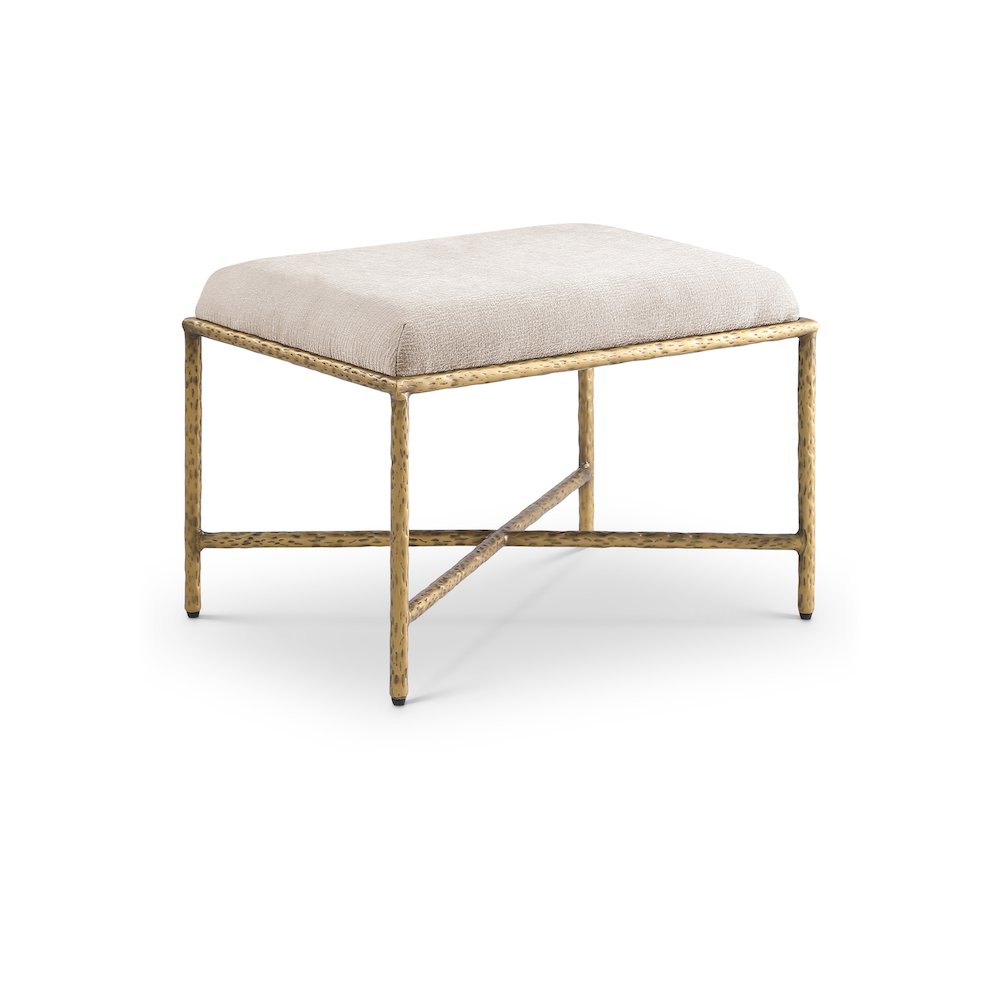 Valley Beige Chenille Fabric Bench. Picture 1