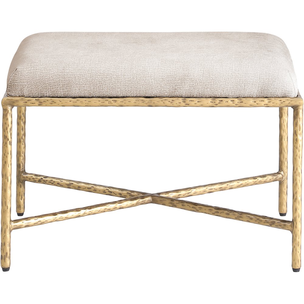 Valley Beige Chenille Fabric Bench. Picture 3