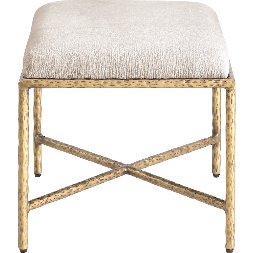 Valley Beige Chenille Fabric Bench. Picture 4