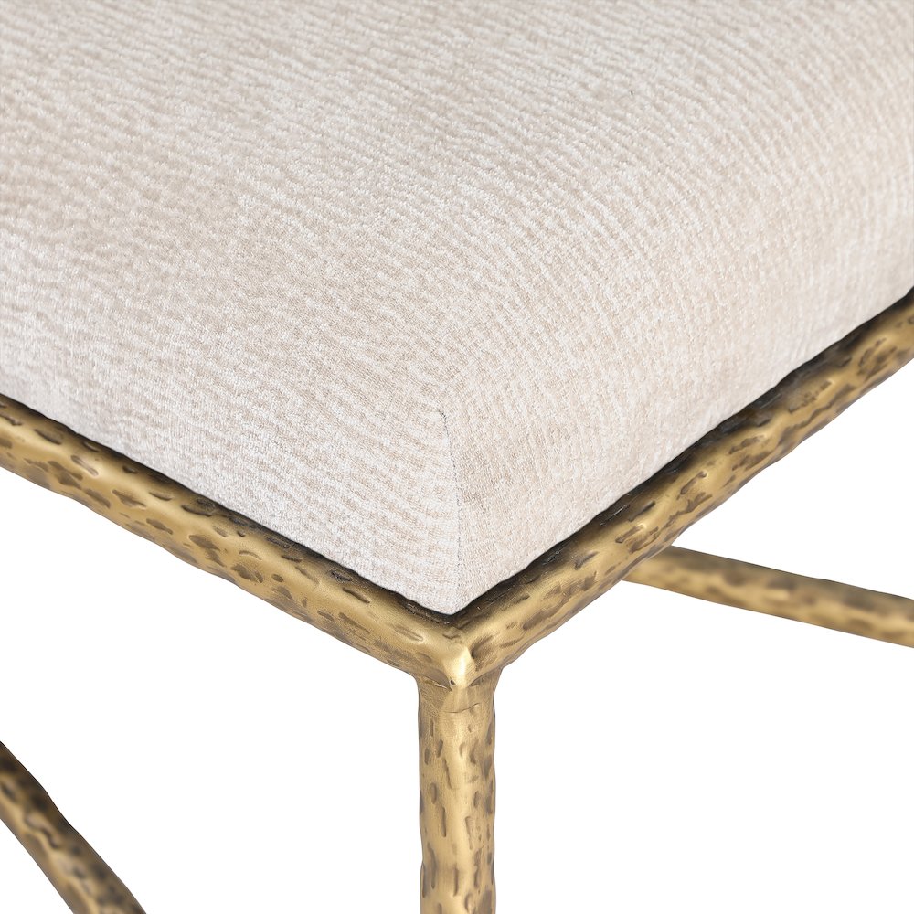 Valley Beige Chenille Fabric Bench. Picture 5