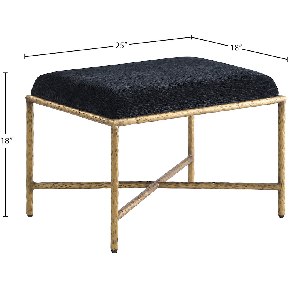 Valley Black Chenille Fabric Bench. Picture 6