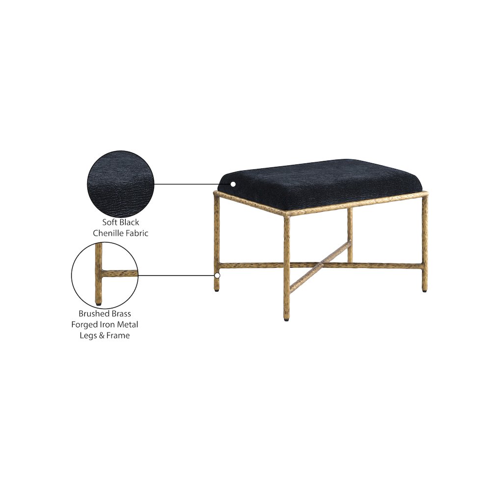 Valley Black Chenille Fabric Bench. Picture 7