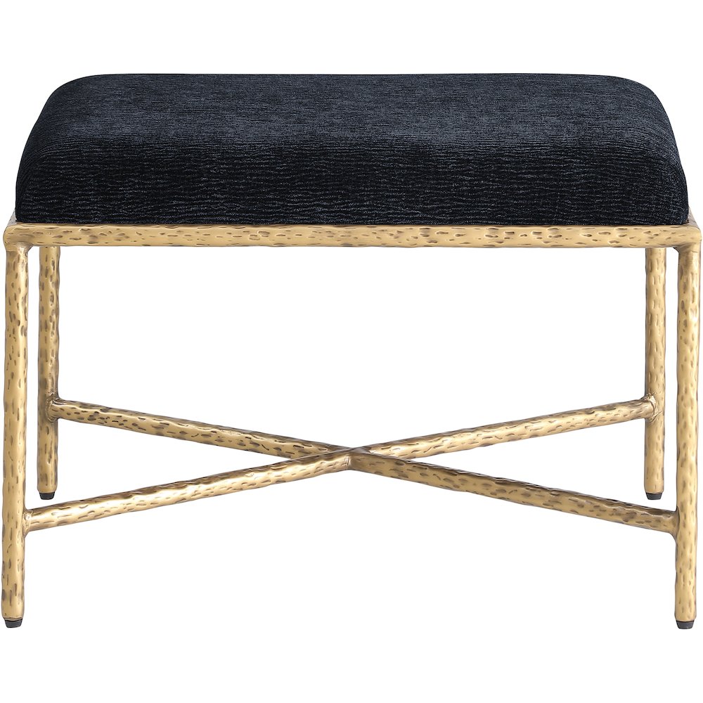 Valley Black Chenille Fabric Bench. Picture 3