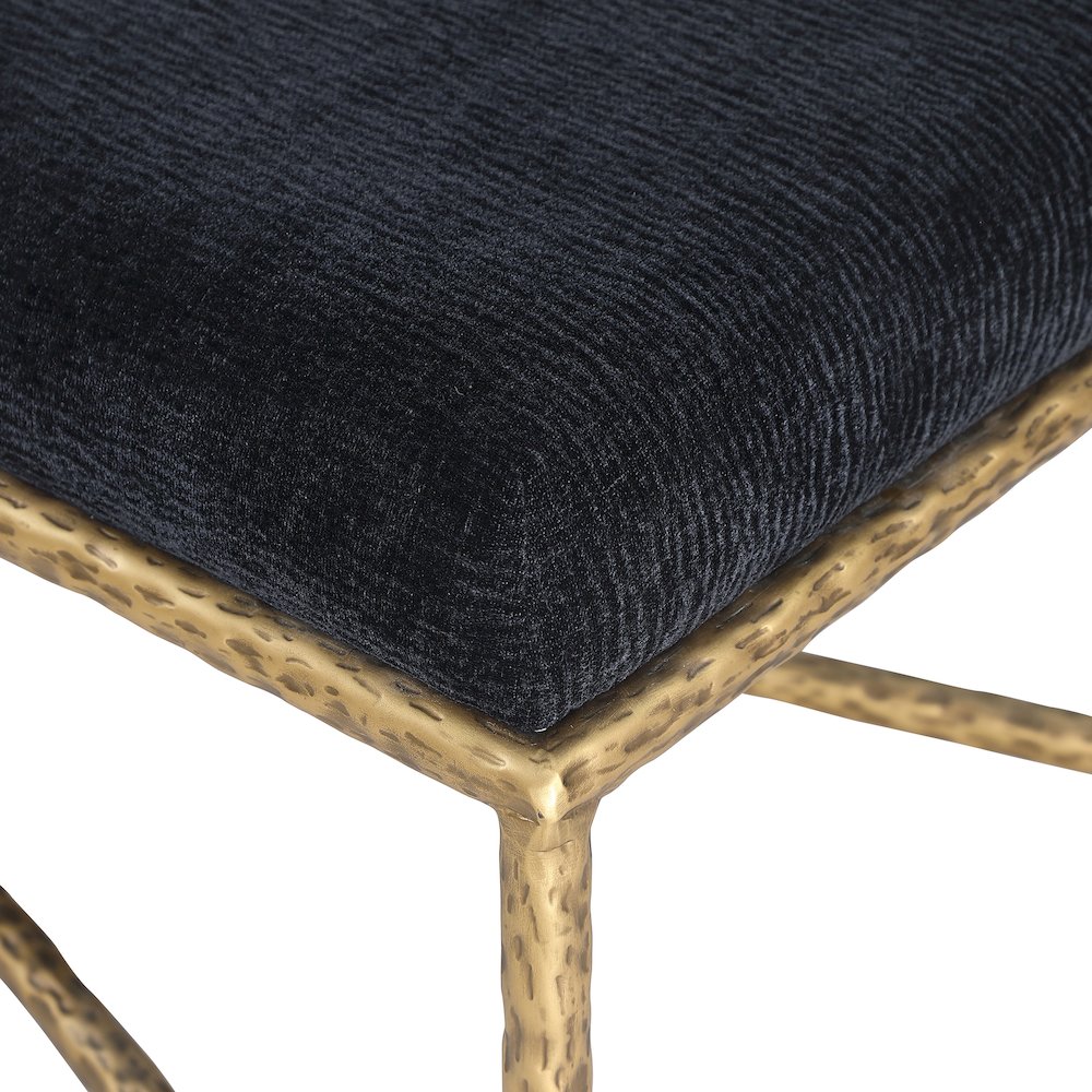 Valley Black Chenille Fabric Bench. Picture 5
