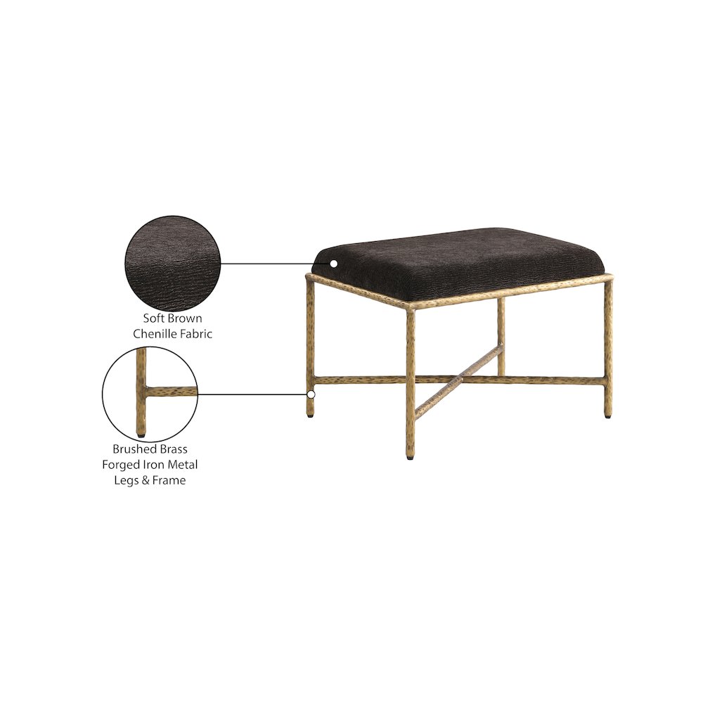 Valley Brown Chenille Fabric Bench. Picture 7