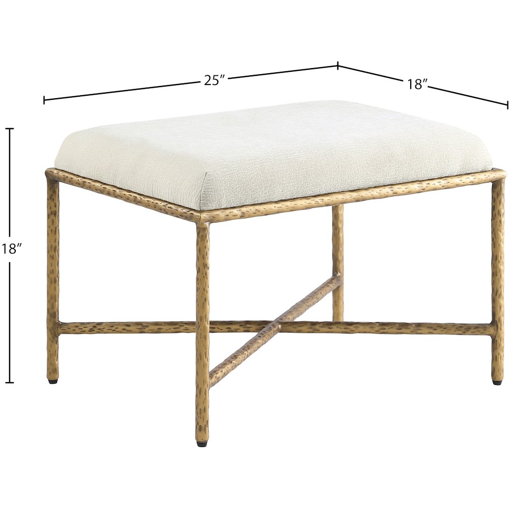 Valley Cream Chenille Fabric Bench. Picture 6