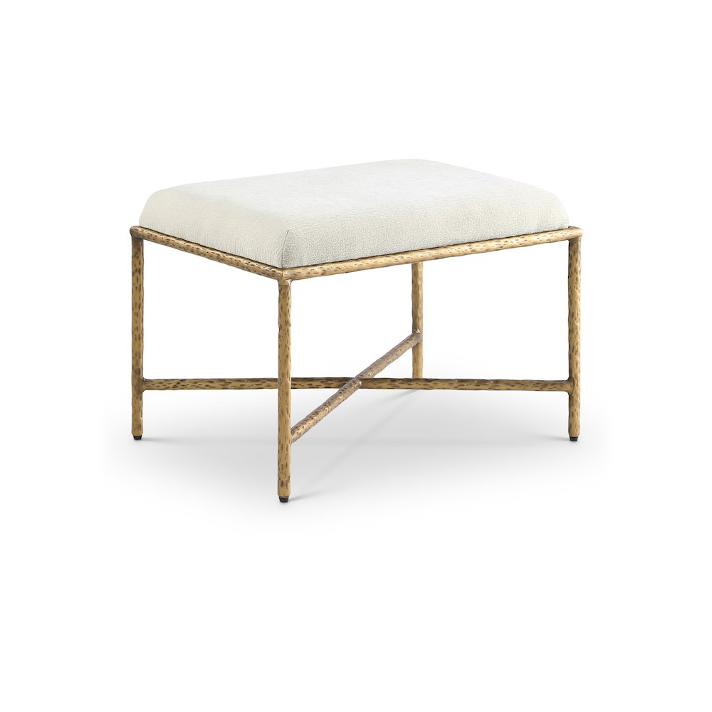 Valley Cream Chenille Fabric Bench. Picture 1
