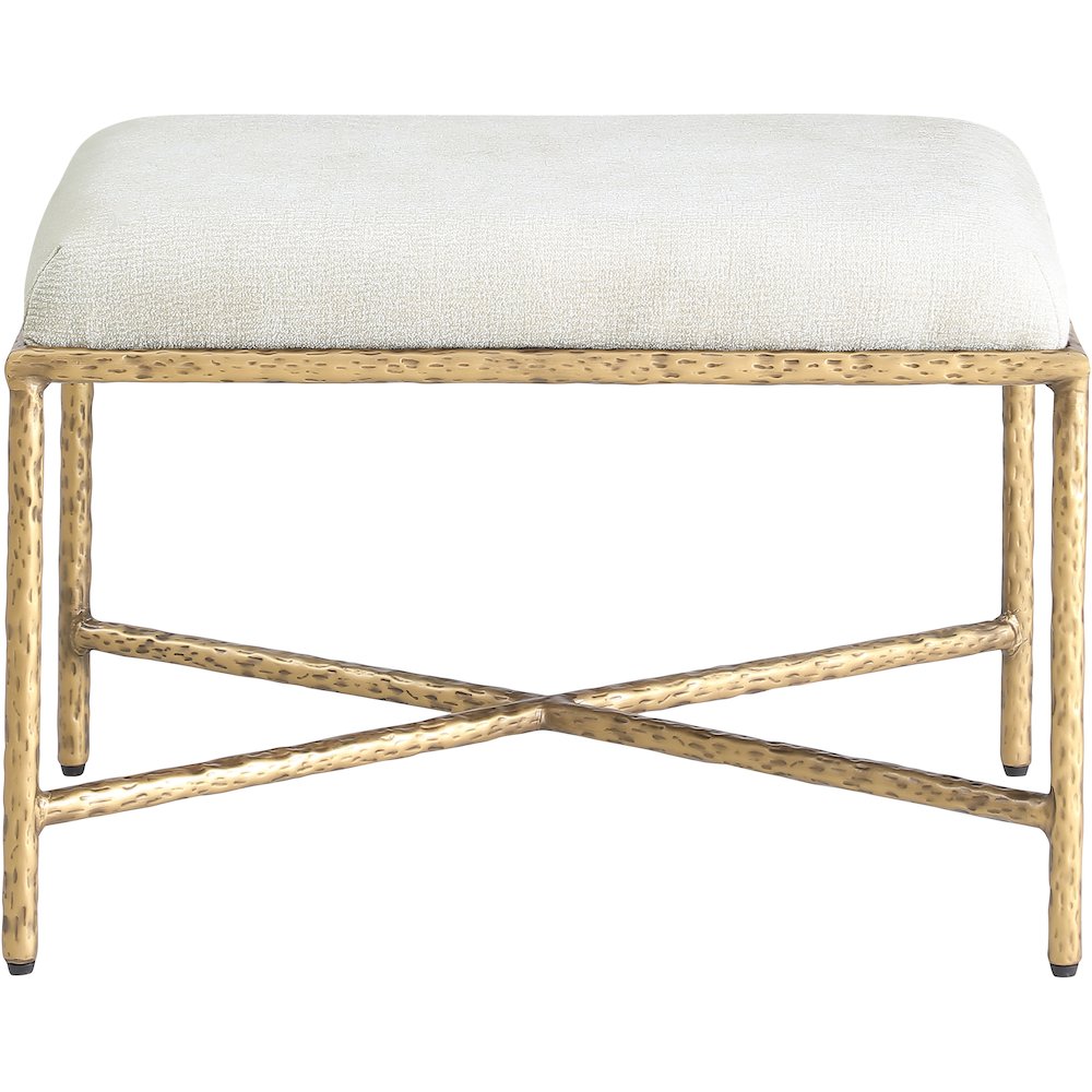 Valley Cream Chenille Fabric Bench. Picture 3