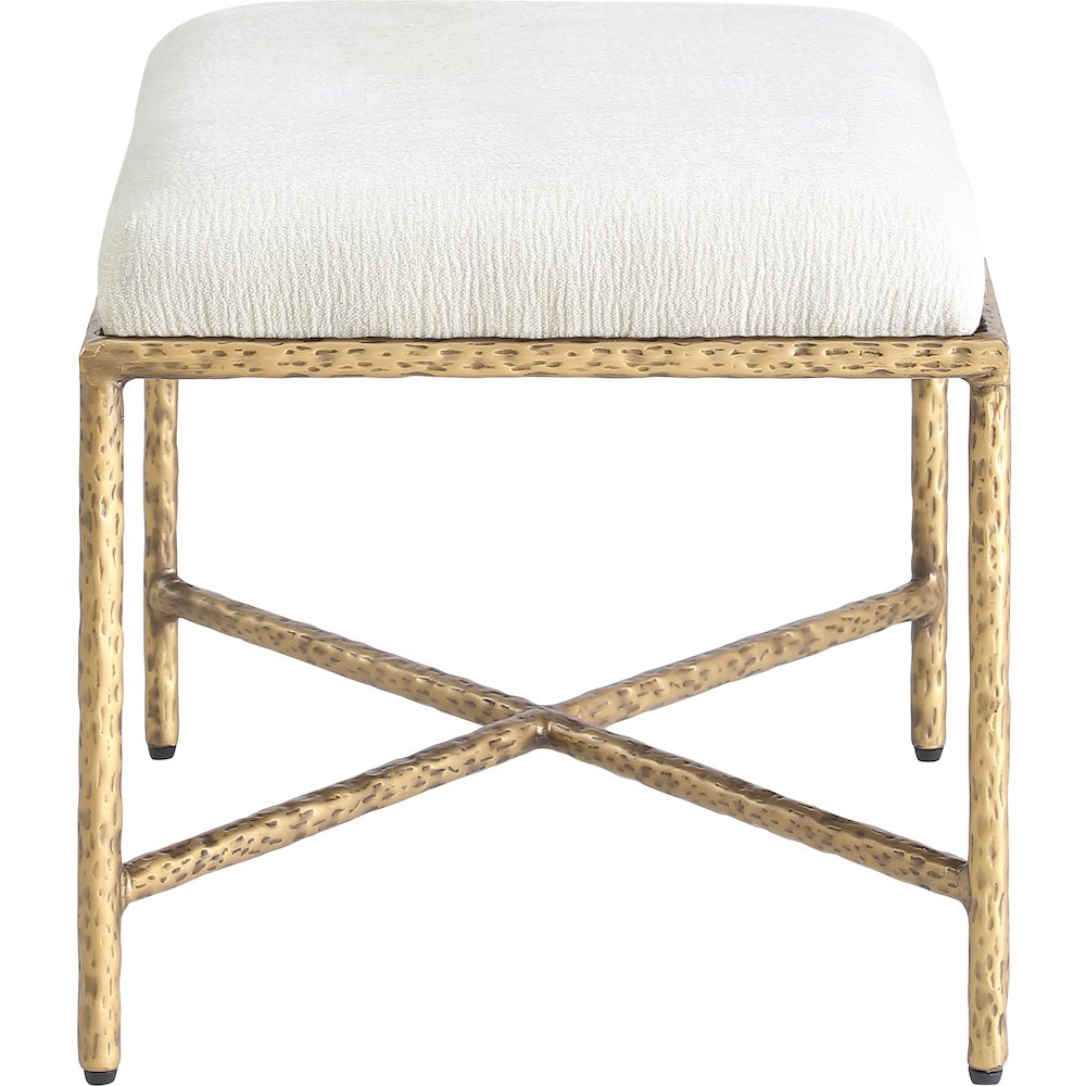 Valley Cream Chenille Fabric Bench. Picture 4