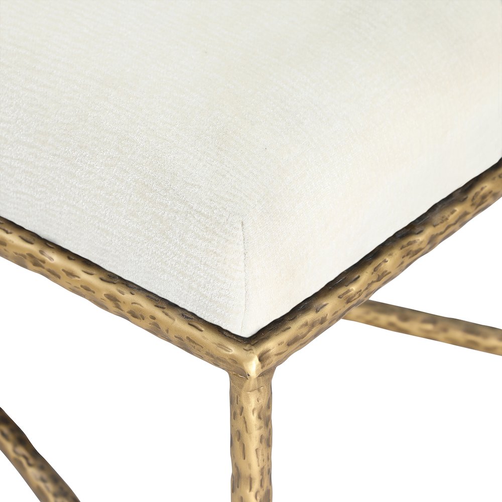 Valley Cream Chenille Fabric Bench. Picture 5