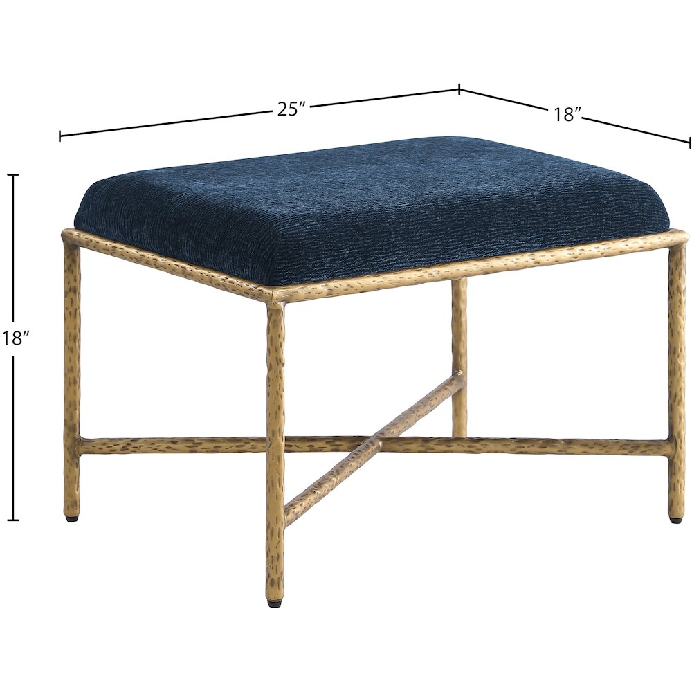Valley Navy Chenille Fabric Bench. Picture 6