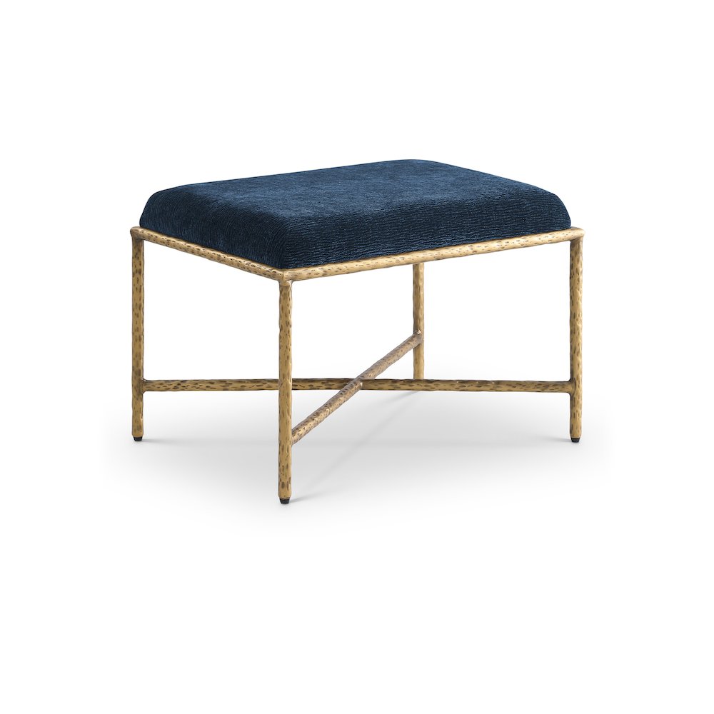 Valley Navy Chenille Fabric Bench. Picture 1
