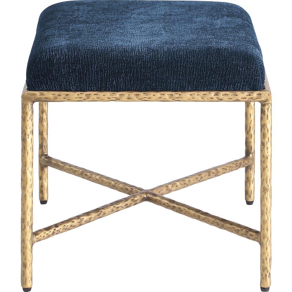 Valley Navy Chenille Fabric Bench. Picture 4