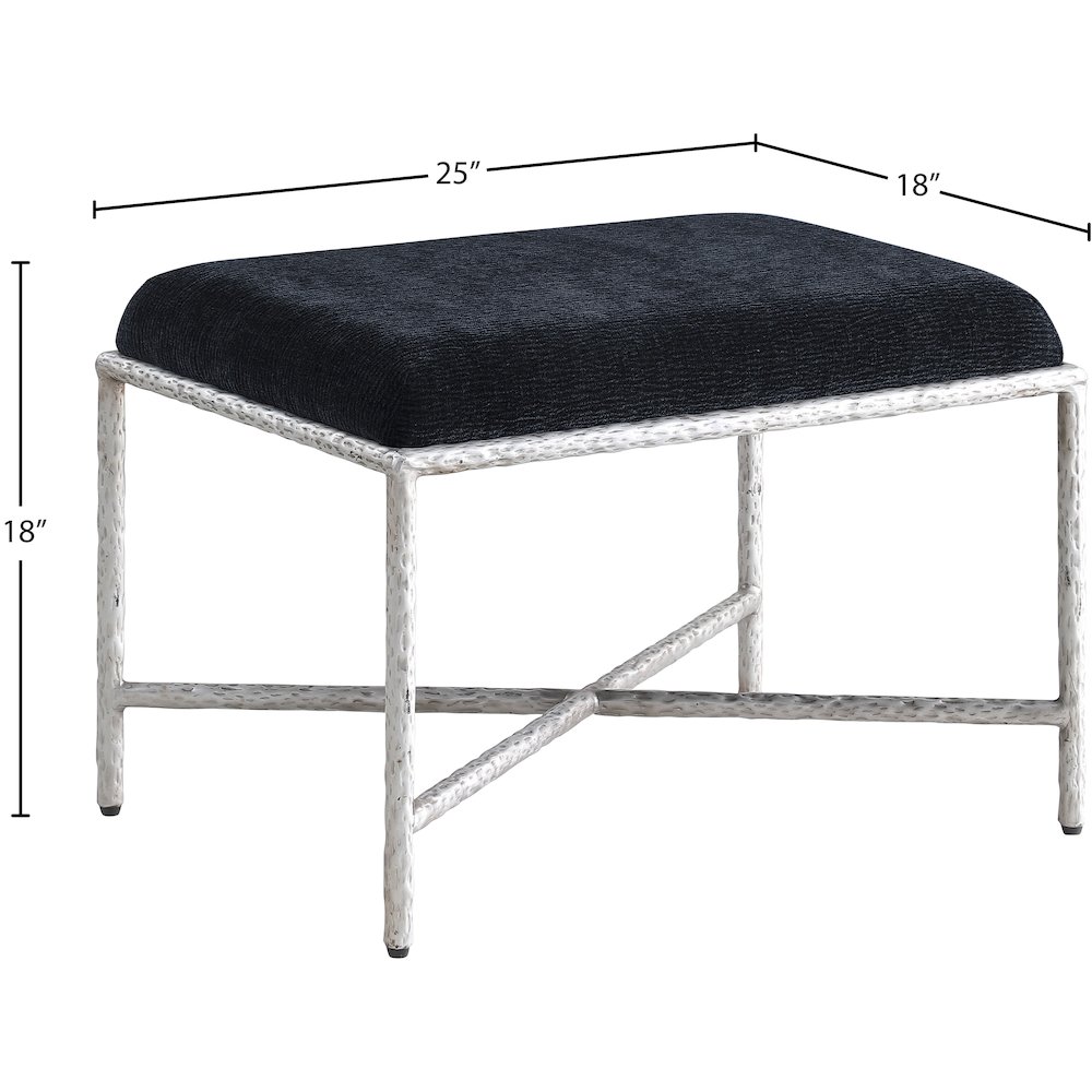 Valley Black Chenille Fabric Bench. Picture 6