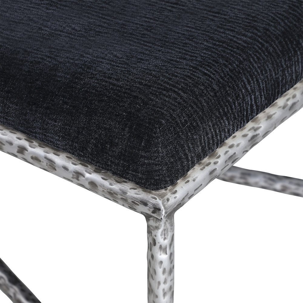 Valley Black Chenille Fabric Bench. Picture 5