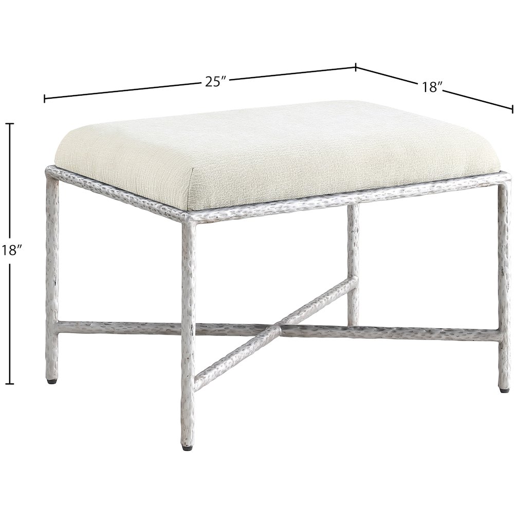 Valley Cream Chenille Fabric Bench. Picture 6