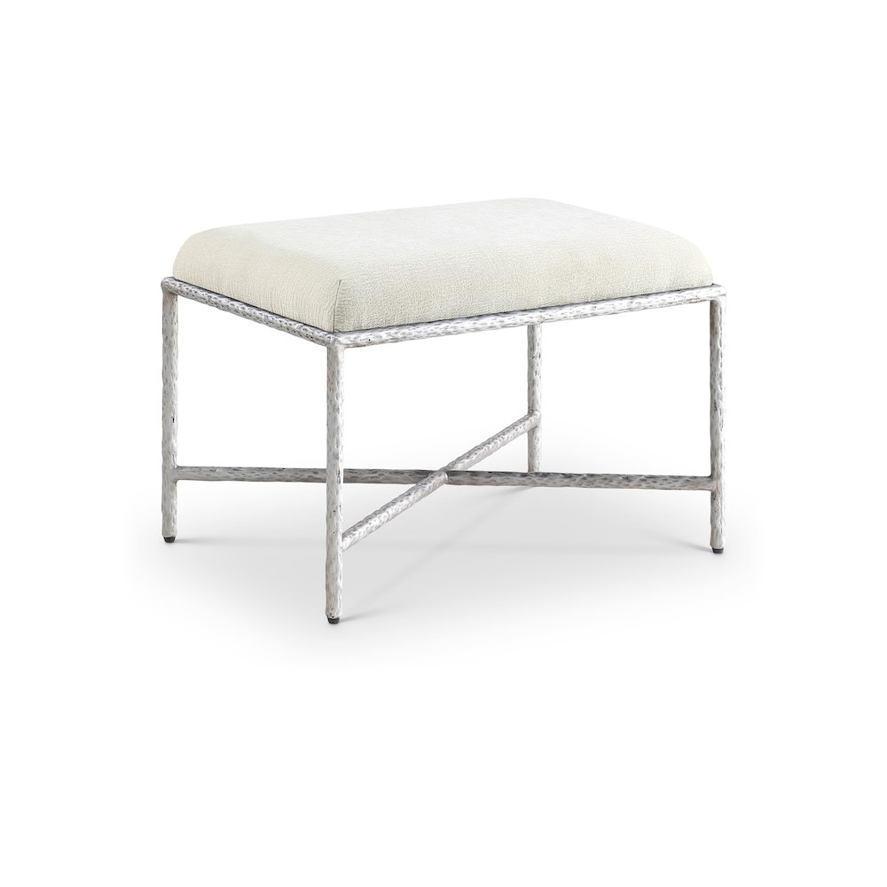 Valley Cream Chenille Fabric Bench. Picture 1