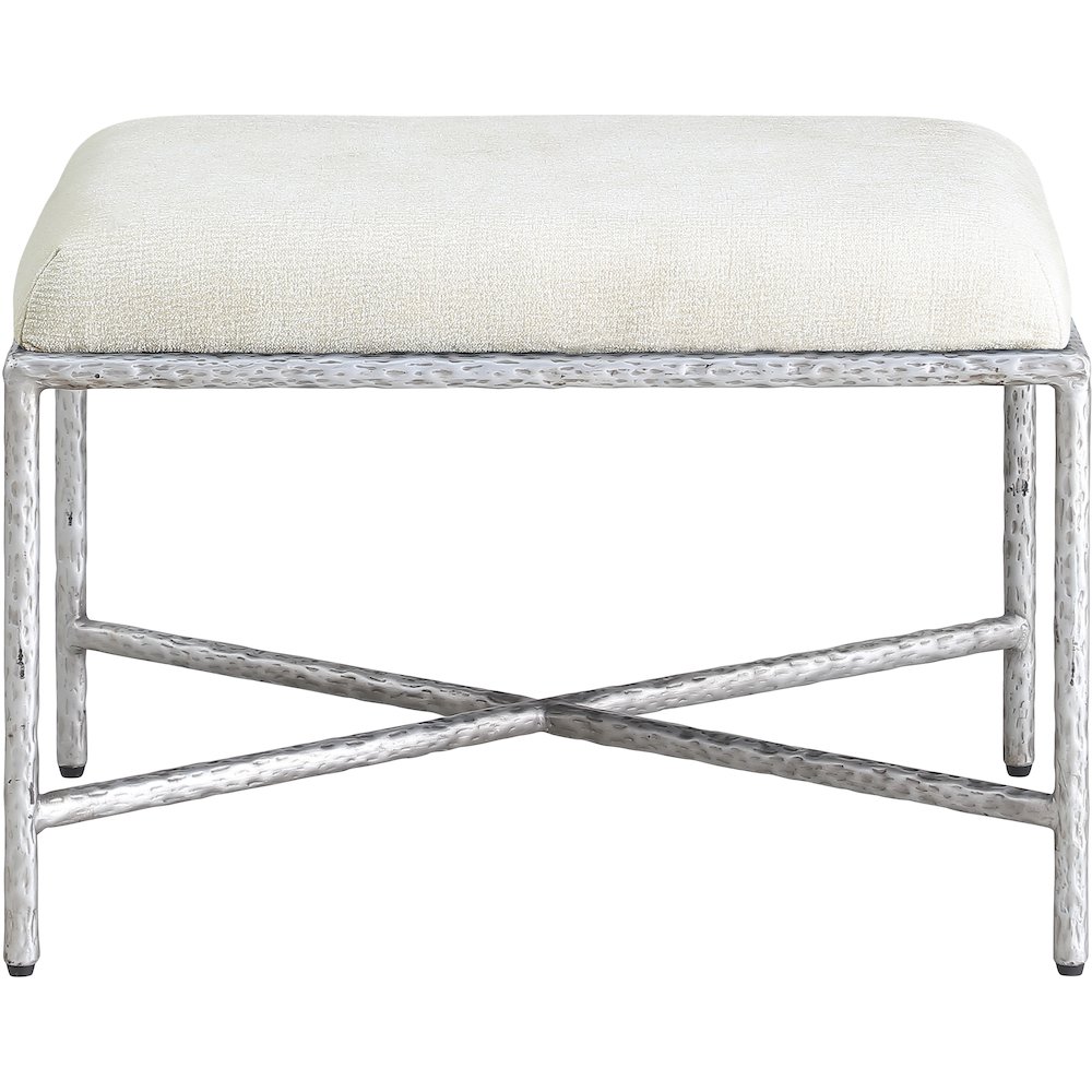 Valley Cream Chenille Fabric Bench. Picture 3