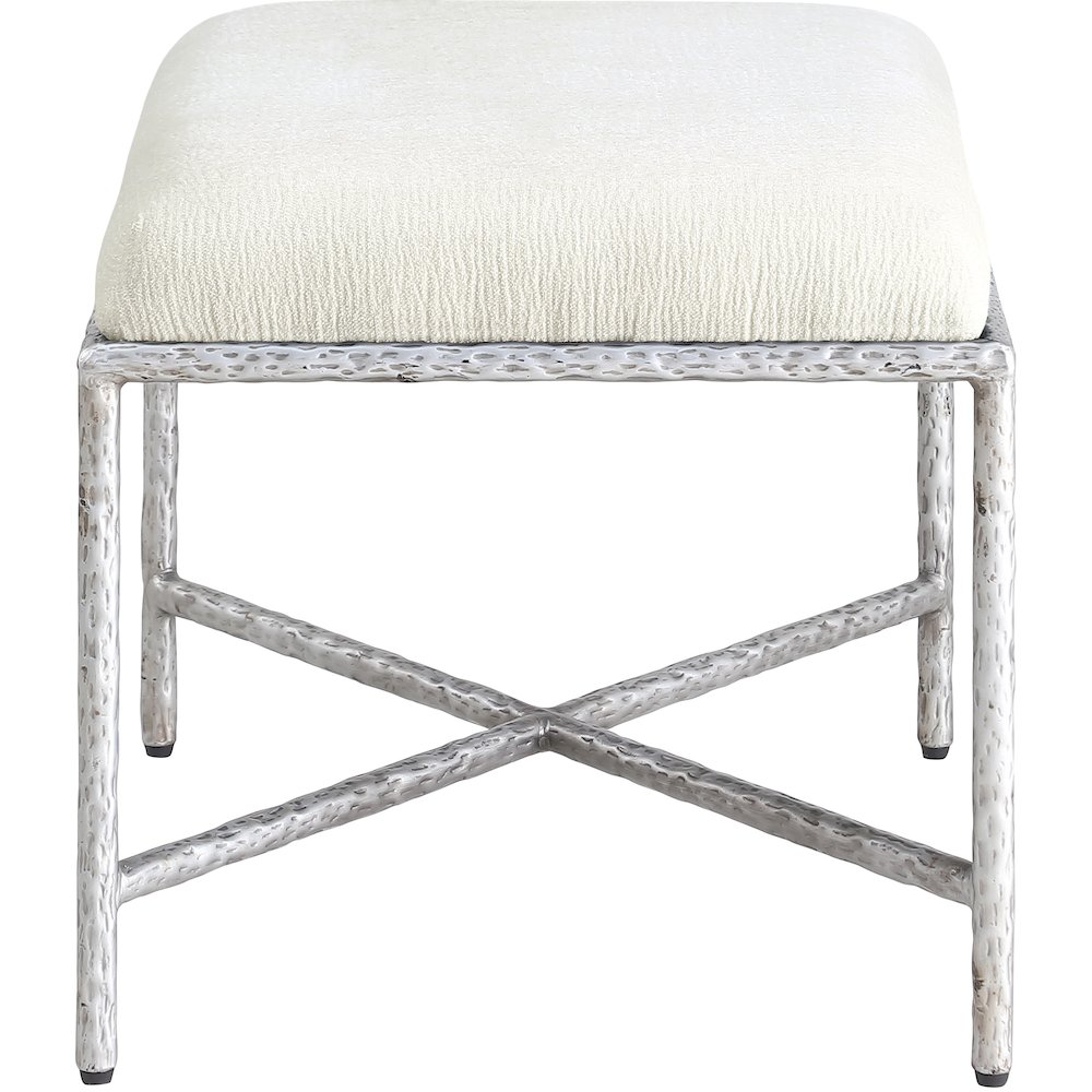 Valley Cream Chenille Fabric Bench. Picture 4