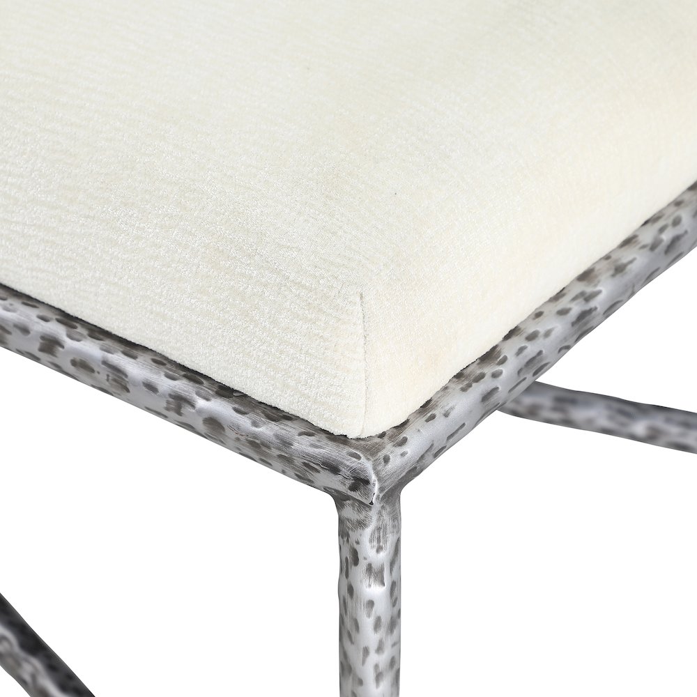 Valley Cream Chenille Fabric Bench. Picture 5