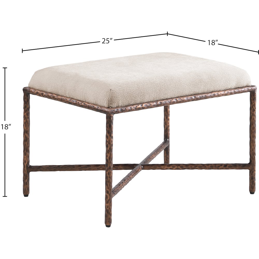 Valley Beige Chenille Fabric Bench. Picture 6